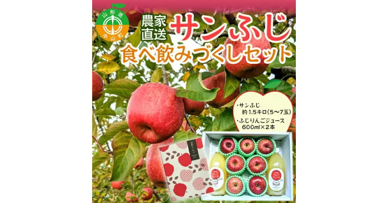 【ふるさと納税】農家直送 山形県産中山町産 サンふじりんご 2024年12月下旬より発送 食べ飲みづくしセット 渡辺ファーム 山形県産 リンゴ 林檎 ジュース F4A-0119