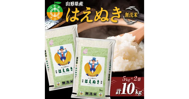 【ふるさと納税】山形県産 はえぬき 無洗米5kg×2袋 計10kg ブランド米 こめ ご飯 ごはん 白米 エコ 節水 F4A-0501