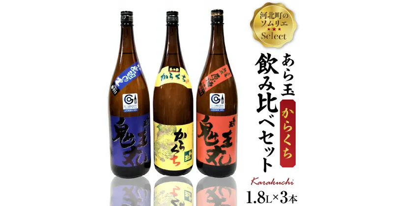 【ふるさと納税】日本酒 ソムリエ淳一セレクト あら玉 からくち一升瓶飲み比べ 3本セット（1800ml×3本）お酒 酒 さけ sake 山形 河北 ご当地 やまがた かほく 飲み比べ セット 一升瓶 辛口 晩酌 ギフト お取り寄せ 送料無料