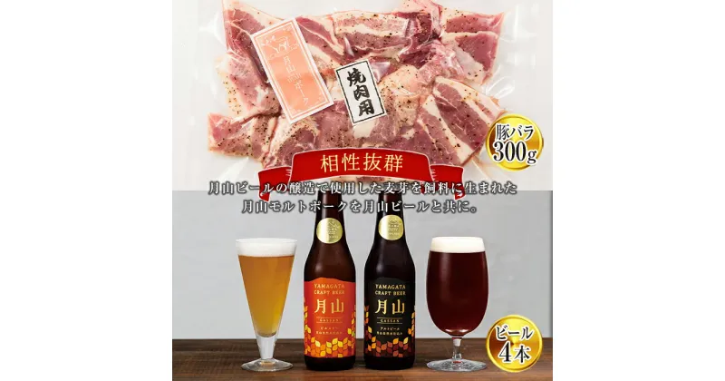 【ふるさと納税】月山maltポーク豚バラ厚切り焼肉用と月山ビールセット 詰め合わせ 詰合せ 山形県 西川町 FYN9-455