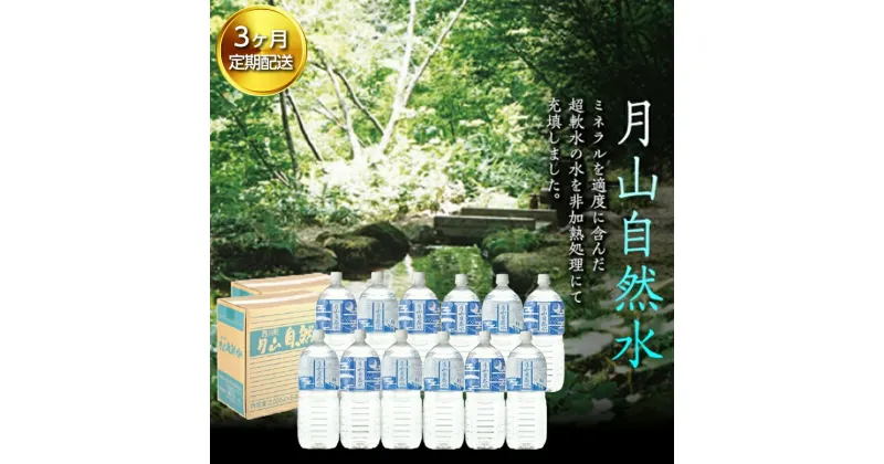 【ふるさと納税】【定期便】月山自然水2000ml×6本×2箱×3ヶ月コース 天然水 国産 備蓄 防災 保存 ペットボトル ナチュラル 山形県 西川町 FYN9-727