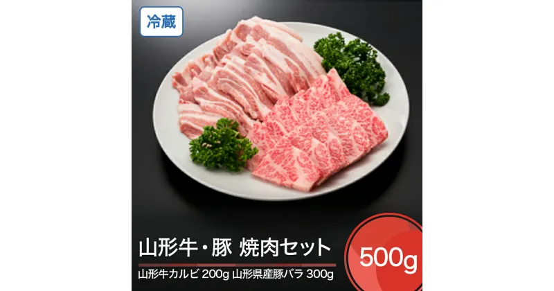 【ふるさと納税】山形牛 冷蔵 カルビ ＆ 山形県産 豚バラ 焼肉 セット 計500g 送料無料 ik-gnkbx500