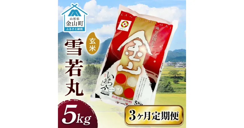 【ふるさと納税】令和6年産 金山産米 雪若丸【玄米】（5kg）×3ヶ月 定期便 計15kg 3ヶ月 米 お米 ご飯 玄米 ブランド米 送料無料 東北 山形 金山町 F4B-0543