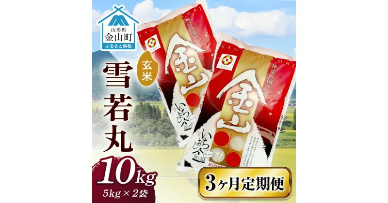 【ふるさと納税】令和6年産 金山産米 雪若丸【玄米】（5kg×2袋）×3ヶ月 定期便 計30kg 3ヶ月 米 お米 ご飯 玄米 ブランド米 送料無料 東北 山形 金山町 F4B-0541