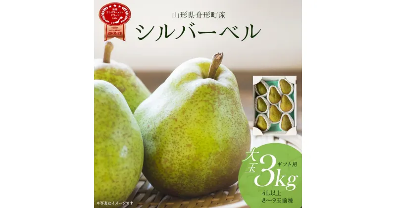 【ふるさと納税】＜先行予約＞山形県舟形町産 大玉シルバーベル　3kg（4L以上／8～9玉前後）　【06363-0153】 ギフト用 プレゼント 贈り物 ご褒美 果物 フルーツ 洋梨 洋ナシ 山形県 舟形町 豊岡学