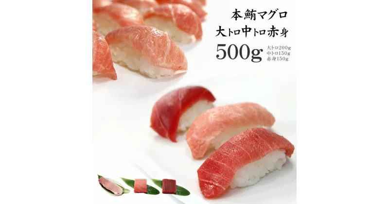 【ふるさと納税】本マグロ大トロ中トロ赤身セット500g　解凍レシピ付　1サクずつ真空包装