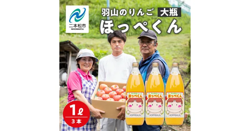 【ふるさと納税】 羽山のりんご ほっぺくん 大瓶（1L）3本入り りんごジュース 果汁100％ 国産 ストレート アップル 無添加 リンゴジュース おすすめ お中元 お歳暮 ギフト 二本松市 ふくしま 福島県 送料無料 【羽山果樹組合】