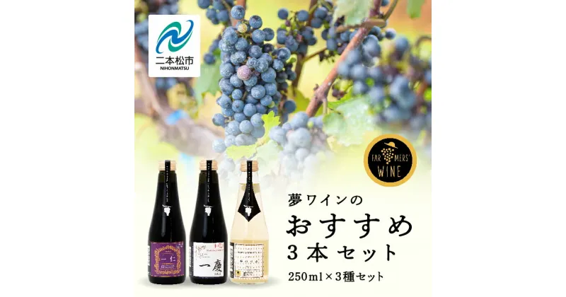 【ふるさと納税】 夢ワインのおすすめ3本セット 250ml×3本 ワイン 飲みやすい 赤ワイン お酒 飲み比べ ご当地 ワイナリー グルメ プレゼント 人気 ランキング おすすめ お中元 お歳暮 ギフト 二本松市 ふくしま 福島県 送料無料 【ふくしま農家の夢ワイン】