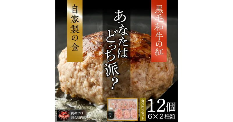 【ふるさと納税】自家製 ハンバーグ 食べ比べ セット 6個 2種類 小分 パック 冷凍保存 肉 牛肉 おかず お弁当 ジューシー 人ランキング ギフト 贈答 プレゼント 熨斗 のし 牛 豚 鶏 羊 福島県 田村市 川合精肉店