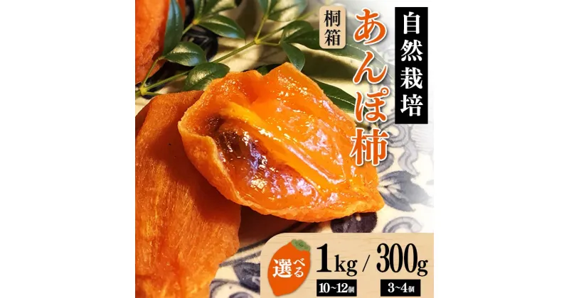 【ふるさと納税】 【贈答用】自然栽培あんぽ柿 桐箱 【300g（3～4 個入り）/1kg（10～12 個入り）】 F20C-967var