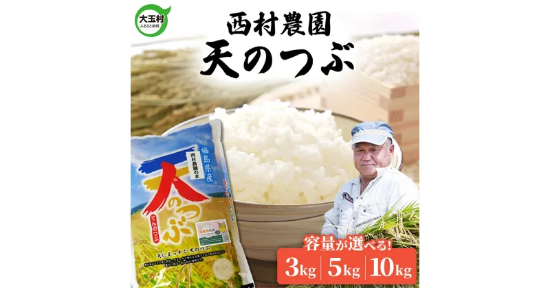 【ふるさと納税】 米 新米 令和6年 天のつぶ 容量が選べる！ 3kg / 5kg / 10kg 西村農園 ｜ 福島県 大玉村 お米 特別栽培 特別栽培米 令和6年産 2024年産 コメ 精米 白米 てんのつぶ 送料無料 ｜nm-tt-R6