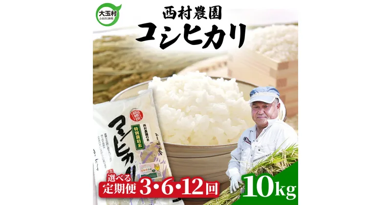 【ふるさと納税】 米 定期便 コシヒカリ 10kg 選べる回数 3ヶ月 / 6ヶ月 12ヶ月 《 令和6年産 》 福島県 大玉村 西村農園 ｜ 新米 定期 3回 6回 12回 精米 白米 こしひかり コメ 送料無料 ｜nm-kh10-t-R6