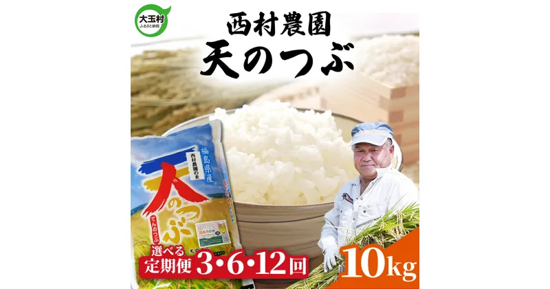 【ふるさと納税】 米 定期便 天のつぶ 10kg 選べる回数 3ヶ月 / 6ヶ月 12ヶ月 《 令和6年産 》 福島県 大玉村 西村農園 ｜ 新米 定期 3回 6回 12回 精米 白米 ヒトメボレ コメ 送料無料 ｜nm-tt10-t-R6