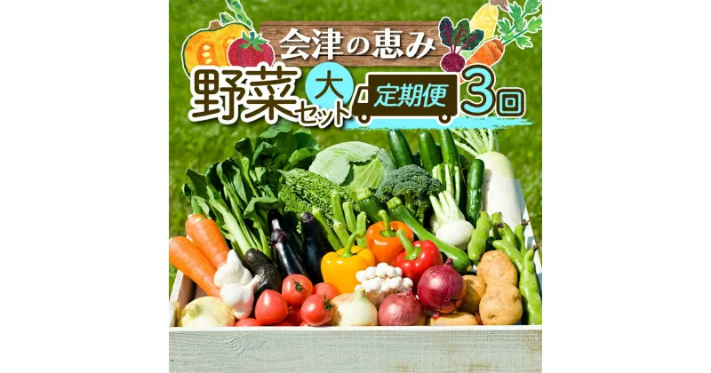 【ふるさと納税】《定期便》＜3市町村共通返礼品＞会津の恵み野菜セット(大)《全3回》 朝採れ 野菜 お米 精米 米 セット 詰合せ 契約農家 朝採り 採れたて 新鮮 会津野菜 定期便 3回 3ヶ月 連続 F4D-0504