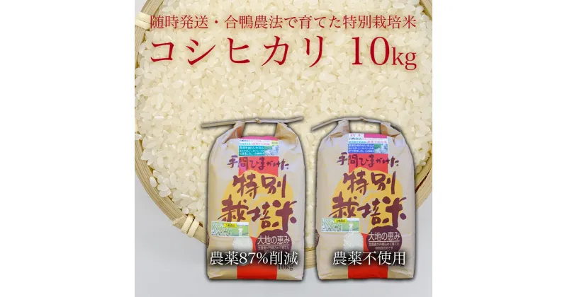 【ふるさと納税】【令和6年産米】【新米】農薬87%削減　農薬不使用　コシヒカリ　合鴨農法　10kg(特別栽培米、旧名：会津磐梯山宝米）