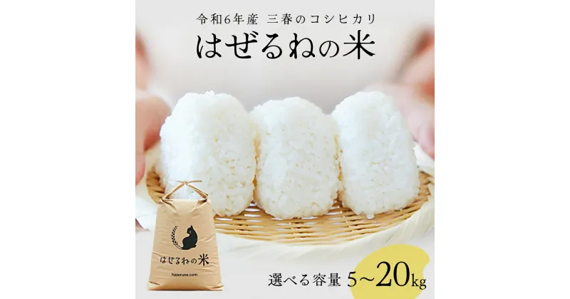 【ふるさと納税】【令和6年産】三春町産コシヒカリ　＜はぜるねの米＞ 選べる内容量 5kg 10kg 15kg 20kg ご飯 ごはん 米 こめ お米 弁当 白米 国産米 銘柄米 ブランド米 おにぎり 国産　【07521-0111】