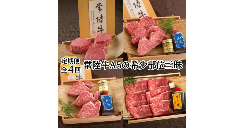 【ふるさと納税】【レビューキャンペーン】【 定期便 全4回 】肉 常陸牛 A5の希少部位三昧 木箱入り 270000円 フィレ赤身 シャトーブリアン フィレミニヨン みすじ 焼肉 ステーキ ヒレ肉 ヘレ 黒毛和牛 牛肉 冷凍 高級 茨城県 水戸市 高額（DU-99）