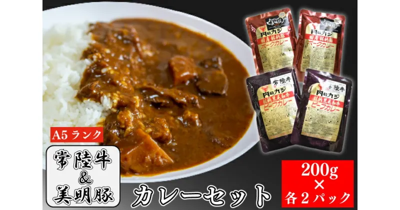 【ふるさと納税】【常陸牛A5ランク】カレー2パック＋【美明豚】カレー2パック（EK-37）