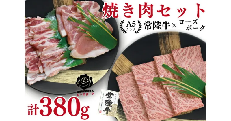 【ふるさと納税】【常陸牛A5ランク・ローズポーク焼肉セット】常陸牛カルビ180g＋ローズポーク200g（ロース100g・ばら100g）（EK-47）