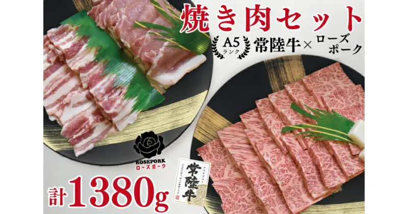 【ふるさと納税】【レビューキャンペーン】【常陸牛A5ランク・ローズポーク焼肉セット】常陸牛カルビ780g＋ローズポーク600g（ロース300g・ばら300g）（EK-49）