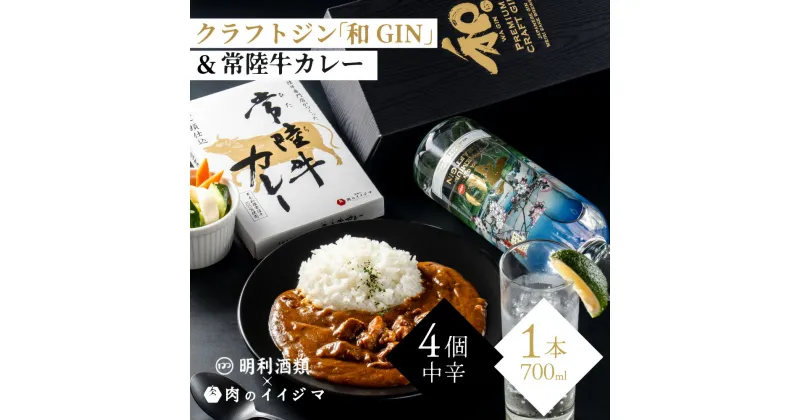 【ふるさと納税】【レビューキャンペーン】【明利酒類×肉のイイジマ】クラフトジン＆常陸牛カレー（ZZ-3）