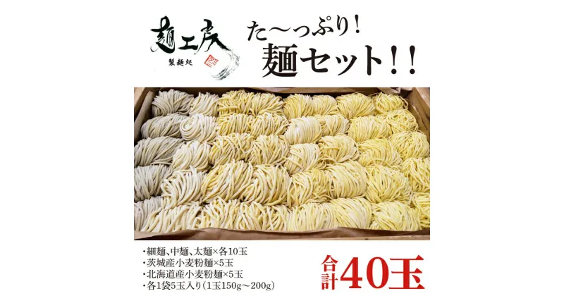 【ふるさと納税】【レビューキャンペーン】た〜っぷり！麺セット！！　細麺、中麺、太麺×各10玉　　茨城産小麦粉麺×5玉　　北海道産小麦粉麺×5玉　　計40玉（1袋5玉入り×8袋）（HS-2）