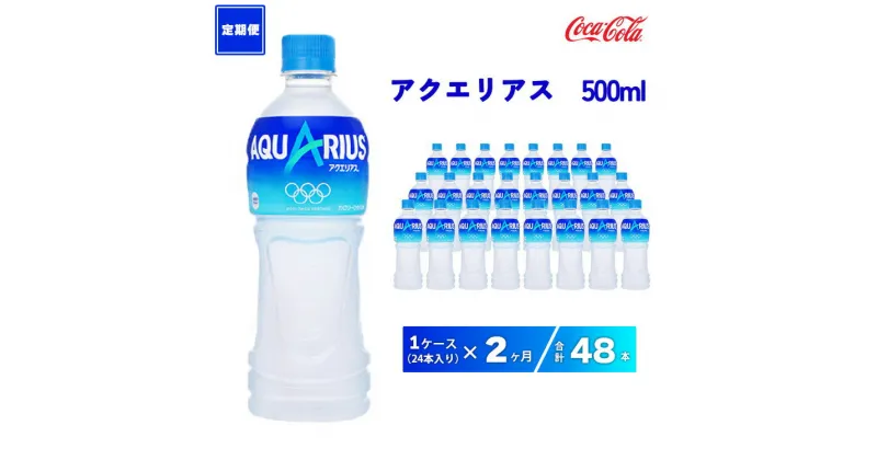 【ふるさと納税】【2ヶ月定期便】アクエリアス 500ml×48本(2ケース)|アクエリアスは水だけでは足りないミネラルを配合。乾いた体の水分補給。熱中症対策に。アクティブなシーンでも飲みやすいスッキリとしたテイスト。カロリーオフ 備蓄 防災 避難 保存用※離島への配送不可