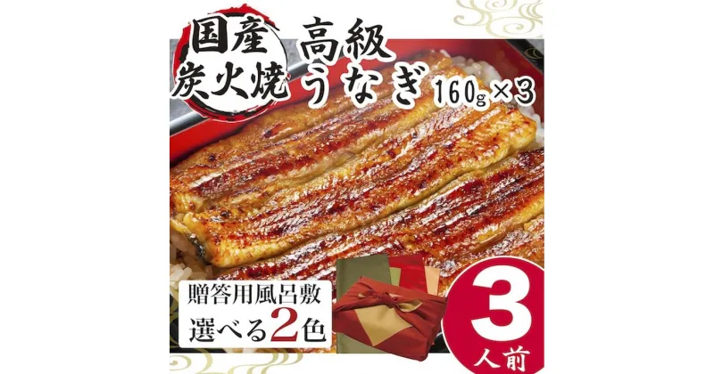 【ふるさと納税】＼レビューキャンペーン／小松園のうなぎ蒲焼き ふろしき付（160g×3） | うなぎ 鰻 ウナギ 480グラム 国産 かば焼き 蒲焼き 蒲焼 うな重 ひつまぶし たれ 山椒 人気 おすすめ 取り寄せ お取り寄せ グルメ 惣菜 ギフト 贈答 贈り物 プレゼント_AT16