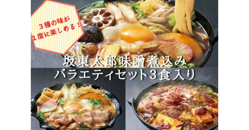 【ふるさと納税】坂東太郎名物　味噌煮込みうどん3味セット（3人前）※北海道・沖縄・離島への配送不可 | うどん 饂飩 味噌煮込みうどん 坂東太郎 名物 人気 取り寄せ お取り寄せ ギフト 贈答 贈り物 プレゼント お中元 お歳暮 直送 工場直送 茨城県 古河市 送料無料 _CB05