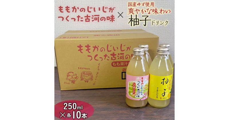 【ふるさと納税】【飲み比べ】ももかのじいじがつくった古河の味×国産ゆず使用爽やかな味わい柚子ドリンク 250ml×各10本入 ※着日指定不可| ドリンク 飲み比べ 桃 柚子 もも モモ ゆず ユズ ジュース 飲料 手土産 ギフト 厳選 贈答 贈り物 お中元 夏ギフト プレゼント_EG03