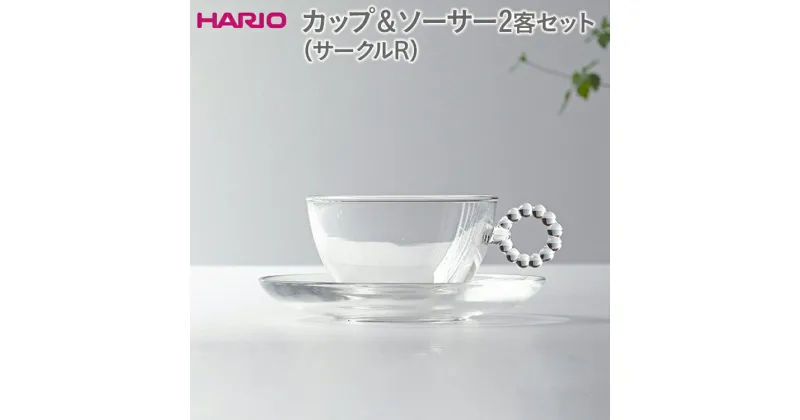 【ふるさと納税】＼レビューキャンペーン／HARIO カップ＆ソーサー 2客セット「サークルR」シリーズ［HTW-CS-C-R］｜ハリオ 耐熱 ガラス 食器 器 キッチン 日用品 キッチン用品 日本製 おしゃれ かわいい 紅茶 茶 カップ ソーサー 2客_DL22