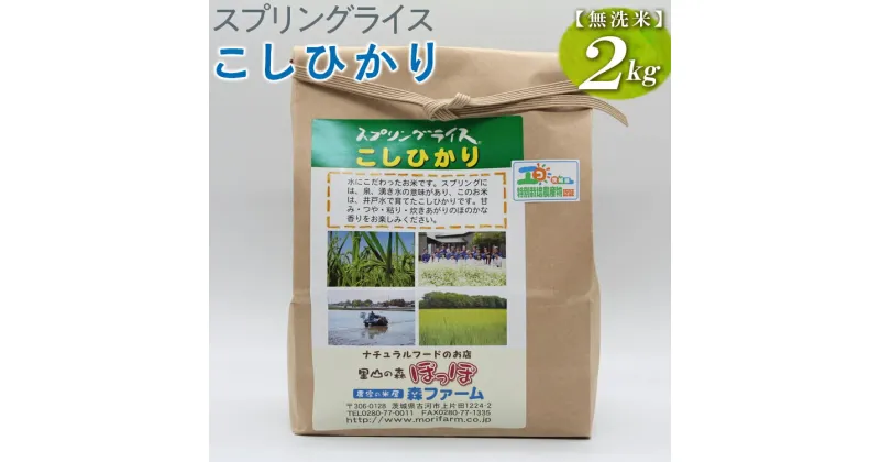 【ふるさと納税】【新米】スプリングライス こしひかり (無洗米)2kg｜米 コメ こめ ごはん ご飯 ゴハン 白飯 スプリング ライス コシヒカリ 水へのこだわり 地下水 2kg 贈答 無洗米_BI38※着日指定不可