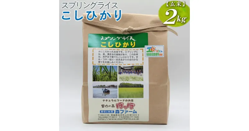 【ふるさと納税】【新米】スプリングライス こしひかり (玄米)2kg｜米 コメ こめ ごはん ご飯 ゴハン 白飯 スプリング ライス コシヒカリ 水へのこだわり 地下水 2kg 贈答 玄米 ビタミン ミネラル 食物繊維_BI65※着日指定不可