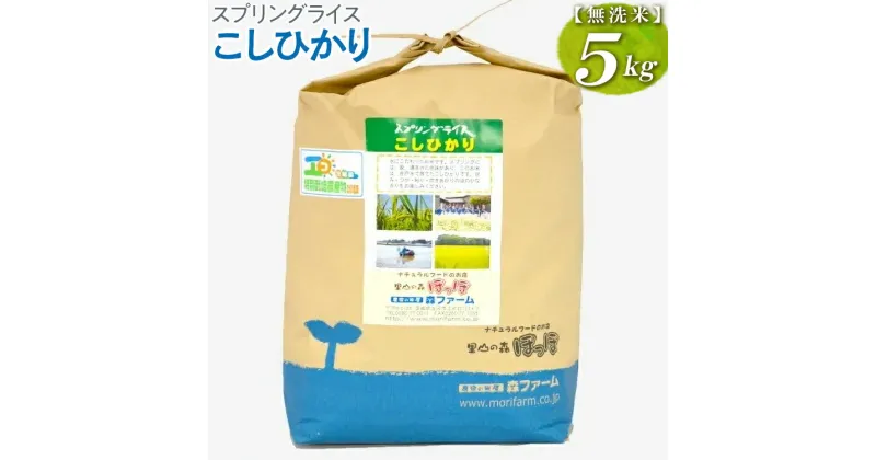 【ふるさと納税】【新米】スプリングライス こしひかり (無洗米)5kg｜有機 有機JAS オーガニック 農薬不使用 無農薬 米 コメ こめ ごはん ご飯 ゴハン 白飯 スプリング ライス コシヒカリ 水へのこだわり 地下水 5kg 贈答 無洗米_BI39