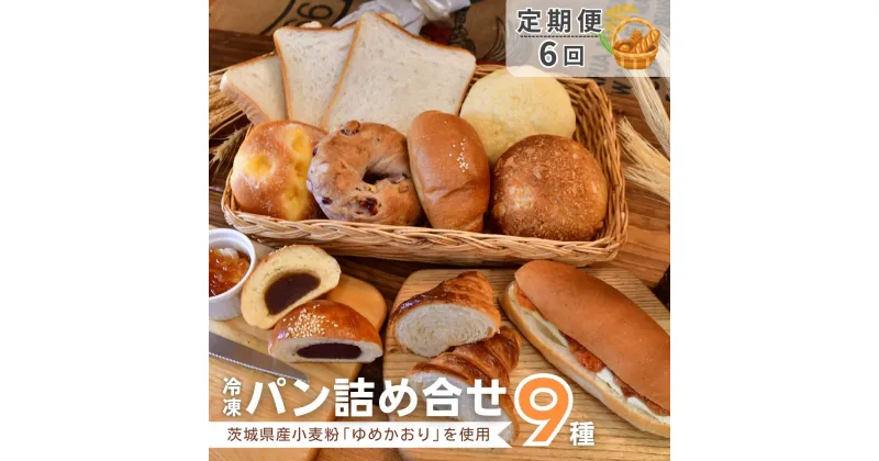 【ふるさと納税】＜6ヵ月定期便＞茨城県産小麦粉「ゆめかおり」を使用した こだわりのパン詰め合せ9種 全6回 | 茨城県 龍ケ崎市 食パン メロンパン カレーパン ベーグル コッペパン あんぱん クロワッサン 発酵バター 国産小麦 ゆめかおり 冷凍パン セット ブレッド 全粒粉