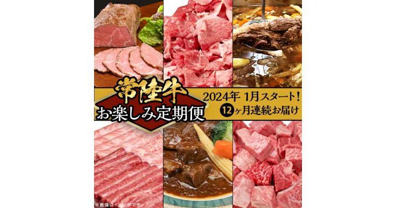 【ふるさと納税】定期便 12回 お楽しみ 牛肉 黒毛和牛 常陸牛 国産 贅沢 切り落とし すき焼き 焼肉 ステーキ ハンバーグ ローストビーフ 【定期便】【令和6年1月～発送開始】【全12回】常陸牛お楽しみ定期便（12ヶ月連続でお届け）