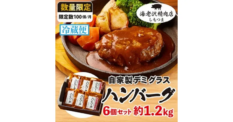 【ふるさと納税】ハンバーグ デミグラス ソース ジューシー 国産 和牛 牛肉 豚肉 肉 加工 冷蔵 75-04 ハンバーグ 6個セット 約1.2kg (約200g × 6個） デミグラスハンバーグ おすすめ 人気 グルメ【海老沢精肉店】