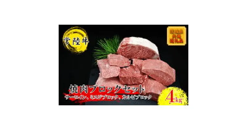 【ふるさと納税】【常陸牛】焼肉ブロックセット（合計 4kg）（茨城県共通返礼品）