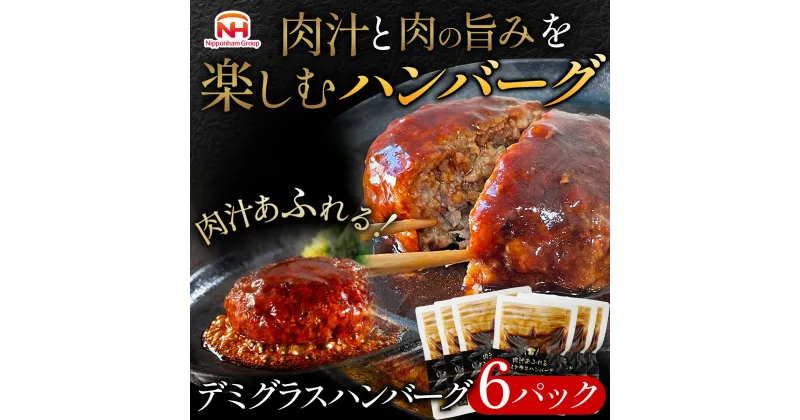 【ふるさと納税】肉汁あふれるデミグラスハンバーグ 6個入 日本ハム 冷凍 個食 使い切り 湯煎 牛肉 豚肉