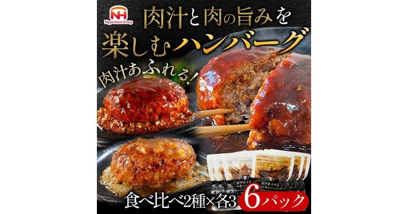 【ふるさと納税】肉汁あふれるハンバーグ2種6個セット（デミグラス＆和風）　日本ハム 冷凍 個食 使い切り 湯煎 牛肉 豚肉