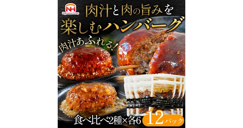 【ふるさと納税】肉汁あふれるハンバーグ2種12個セット（デミグラス＆和風）　日本ハム 冷凍 個食 使い切り 湯煎 牛肉 豚肉