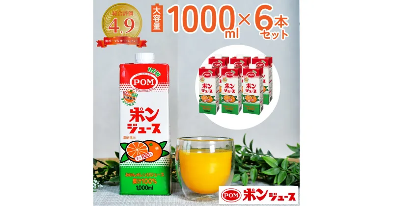 【ふるさと納税】POM ポンジュース 1000ml 6本セット | 1L 1リットル 紙パック 口栓付 ジュース オレンジジュース みかんジュース 果汁100% ミックスジュース 大容量 国産 うんしゅうみかん 温州みかん ビタミン 健康 無添加 1000ml おいしい 美味しい 茨城県 常陸太田