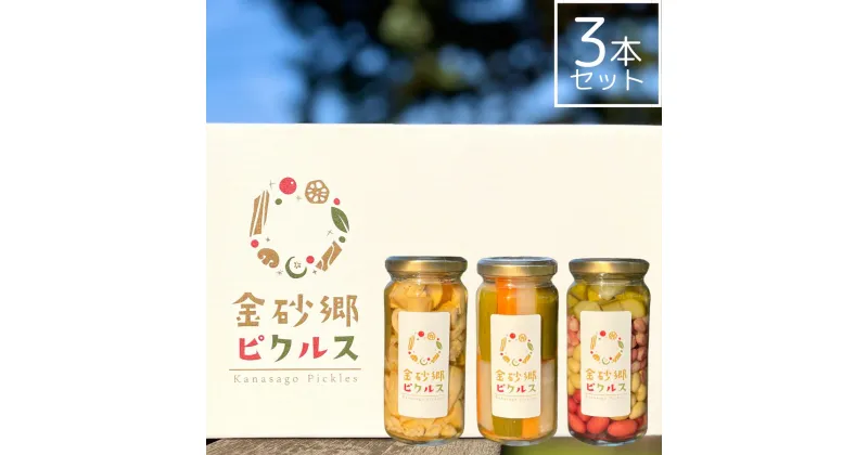 【ふるさと納税】金砂郷ピクルス 3本セット ｜ 無添加 手作り ピクルス 飲める 酢 食物繊維 まろやか 酸味 栄養 元気