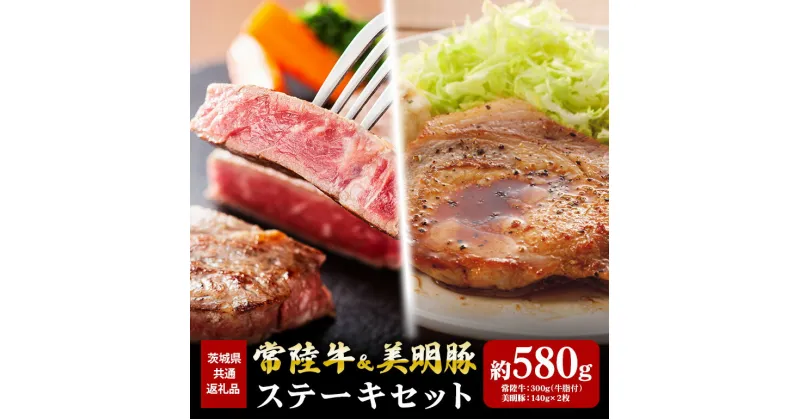 【ふるさと納税】常陸牛 300g 美明豚 280g ステーキ セット （茨城県共通返礼品）