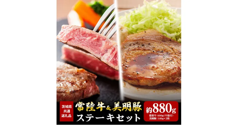 【ふるさと納税】常陸牛 600g 美明豚 280g ステーキ セット （茨城県共通返礼品）