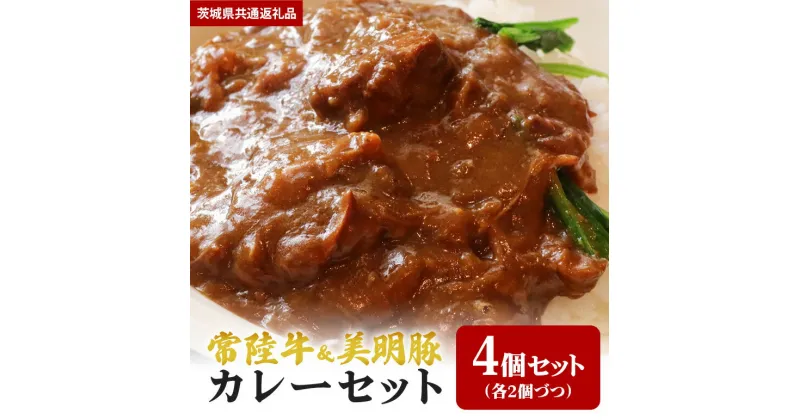 【ふるさと納税】カレー 常陸牛 2パック 美明豚カレー2パック セット （茨城県共通返礼品）