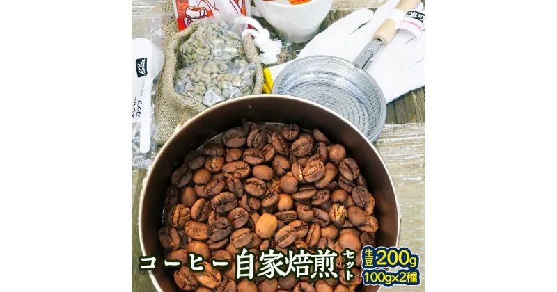 【ふるさと納税】コーヒー 自家焙煎 セット コーヒー豆 200g 2種 × 100g コーヒー ブレンド 生豆 焙煎 初心者 お手軽