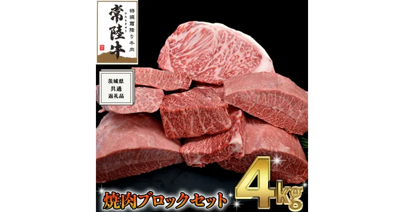 【ふるさと納税】《 常陸牛 》 焼肉 ブロック セット 4kg ( 茨城県共通返礼品 ) 国産 焼き肉 サーロイン カルビ バラ バーベキュー BBQ お肉 ブランド牛 黒毛和牛 和牛 国産黒毛和牛 国産牛