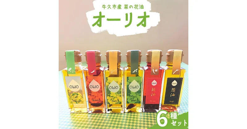 【ふるさと納税】牛久市産 菜の花 油 『 オーリオ 』 6種 セット 詰合せ ふるさと納税限定 食用油 オリーブオイル 調味料 料理 パスタ バケット ロッソ ニンニク にんにく ハーブ バジル 辣油 葱油 常温