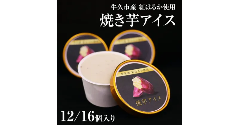 【ふるさと納税】牛久市産 紅はるか使用 焼き芋アイス 選べる個数 12個 16個 アイスクリーム さつまいもスイーツ 焼き芋味 べにはるか 夏 アイス ギフト さつま芋 味 焼き芋 味 サツマイモ 冷凍 贈り物